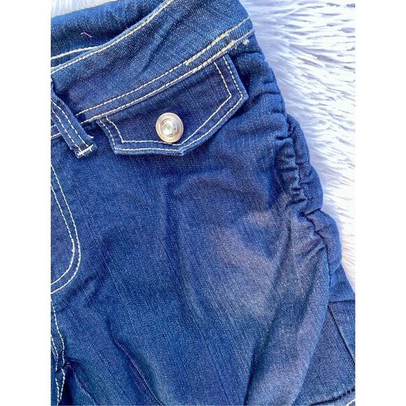 Y2K Vintage Elite Jeans SZ 9/10 Dark Denim Cargo Stretchy Bling Capris - Picture 6 of 13